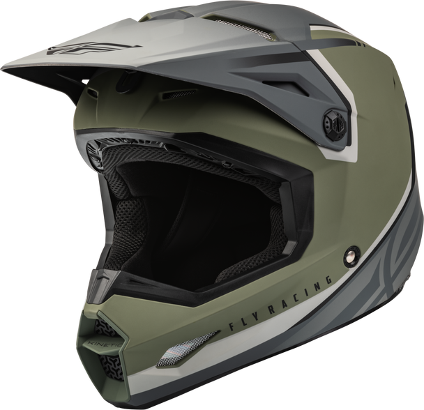 Fly Racing Youth Kinetic Vision Helmet Matte Olive Green/Grey Ym F73-8652Ym