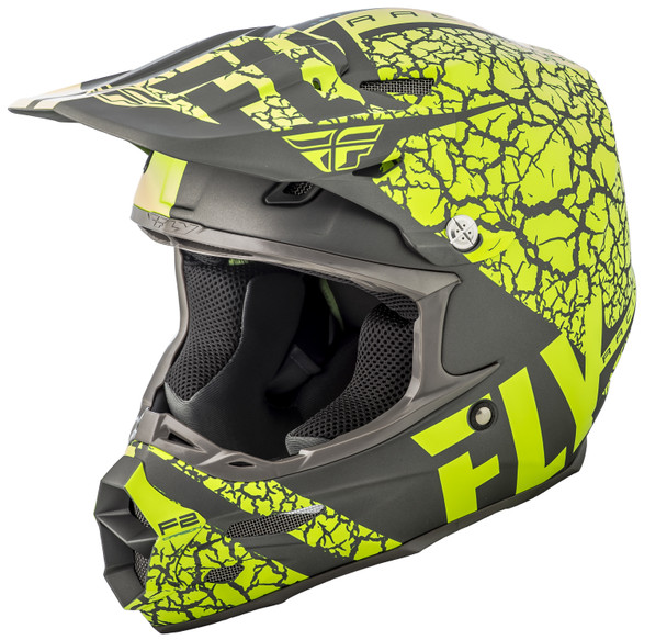 Fly Racing F2 Carbon Fracture Helmet Matte Grey/Hi-Vis Xl 73-4170-5-X