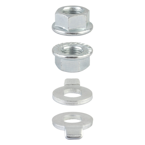 Sunlite Hub Axle Nut Ebike M12X1.25Mm Flanged With Non-Turn Washer Silver Setof2