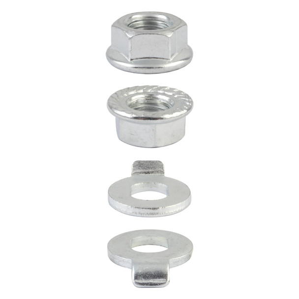 Sunlite Hub Axle Nut Ebike M12X1.75Mm Flanged With Non-Turn Washer Silver Setof2