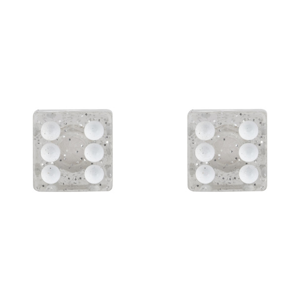 Trik Topz Valve Caps Dice-Glitter Silver 1Pr/Pack