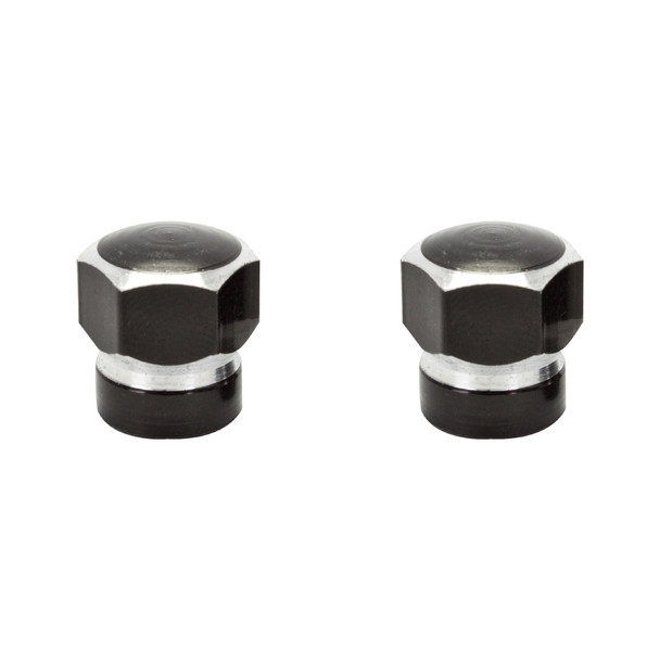 Trik Topz Valve Caps Hex 2-Tone Black 1Pr/Pack