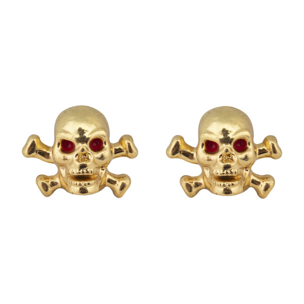 Trik Topz Valve Caps Skull/Bone Gold 1Pr/Pack