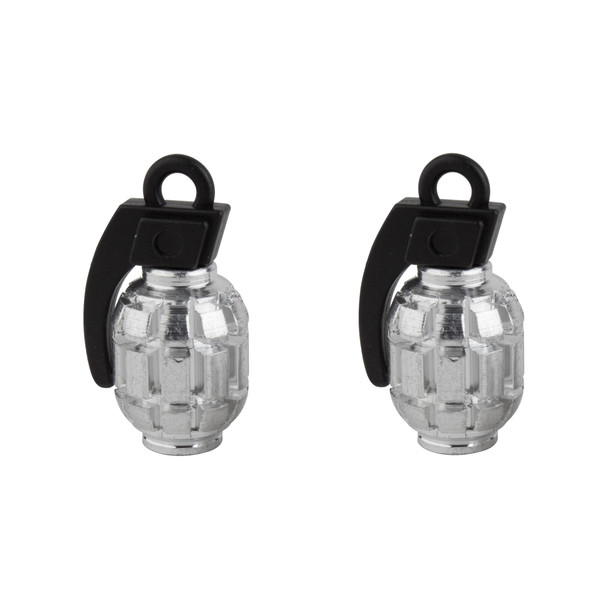 Black Ops Valve Caps Grenade Schrader Valve Silver