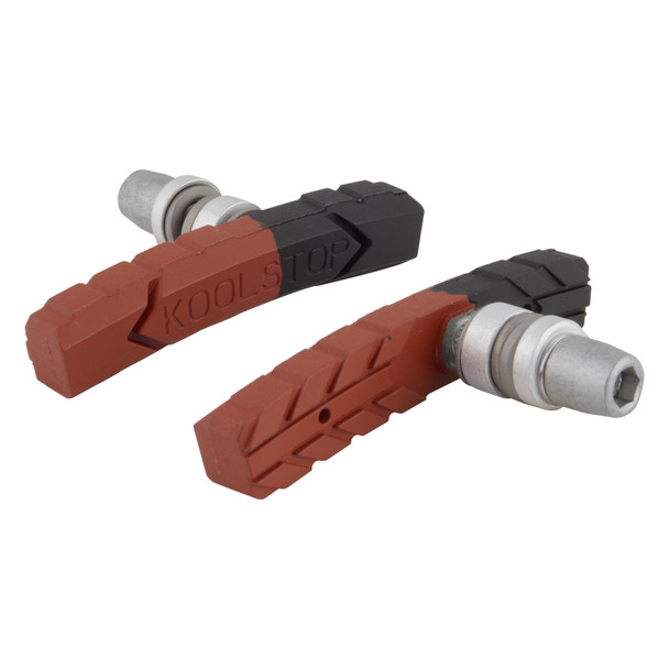 Koolstop Brake Shoes At Threaded Pair Black/Salmon