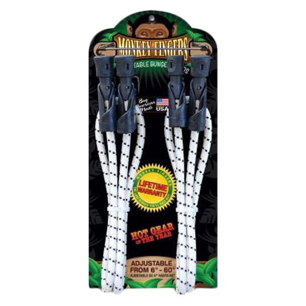 Monkey Fingers Tie Down Bungee Dura Plastic 6-60In Adjustable Double Pack Black