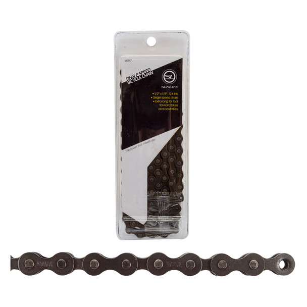 Sunlite Chain 1/2X1/8 Scn-Stainless Steel 1-Speed Black 124L X-Long