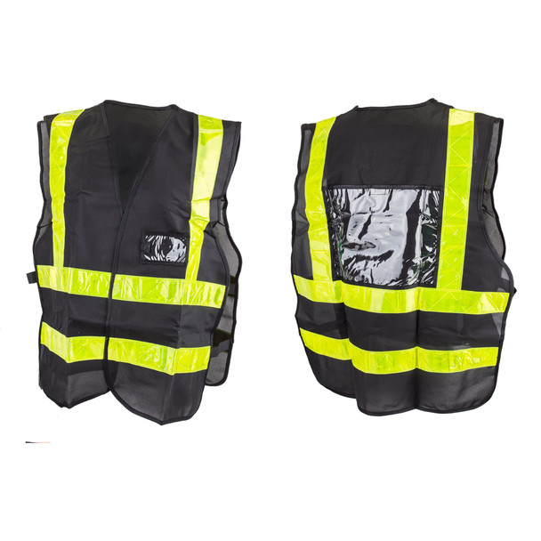 Sunlite Safety Vest Reflective Delivery With Id &Logo Holder Black/Gn