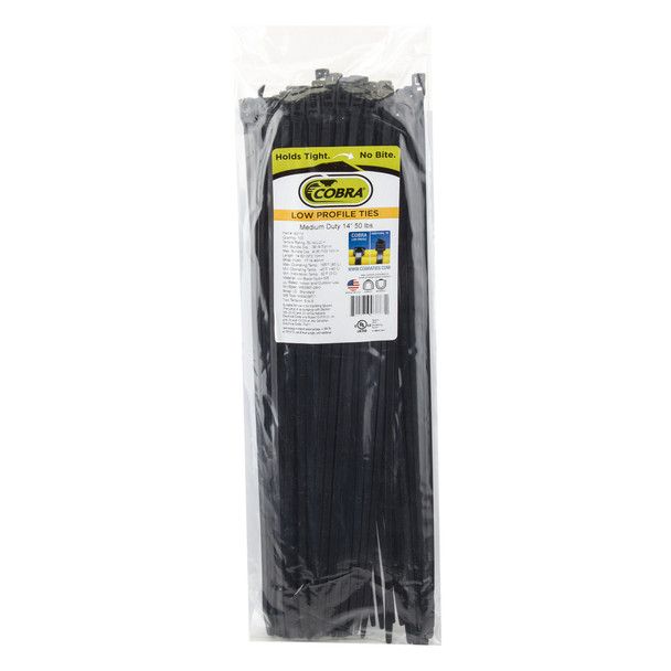 Cobra Products Cable Guide Flexroute Ties Only 14In 100Pk Bulk Black