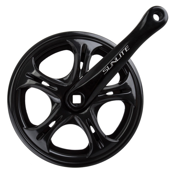 Sunlite Crankset Big City 48X170 3/32 Sq Black/Black Steel Ring Dbl Chainguards