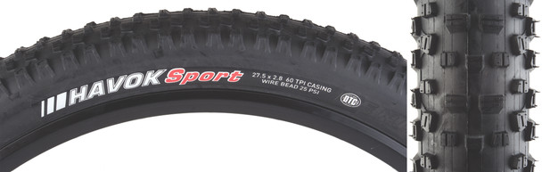 Kenda Tire Havok Sport 27.5X2.8 Black/Black Dtc/60 Wire 25Psi