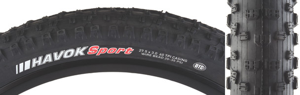 Kenda Tire Havok Sport 27.5X3.0 Black/Black Dtc/60 Wire 35Psi
