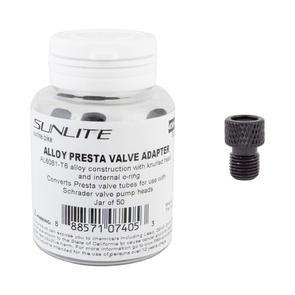 Sunlite Pump Adapter Presta Alloy Black Jarof50