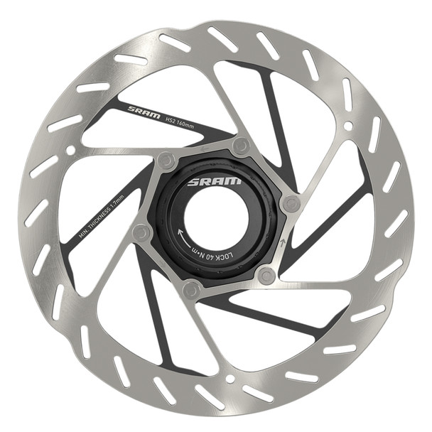 Sram Brake Part Disc Rotor 160 Hs2 Center Lock Rounded With Lockring Silver/Black