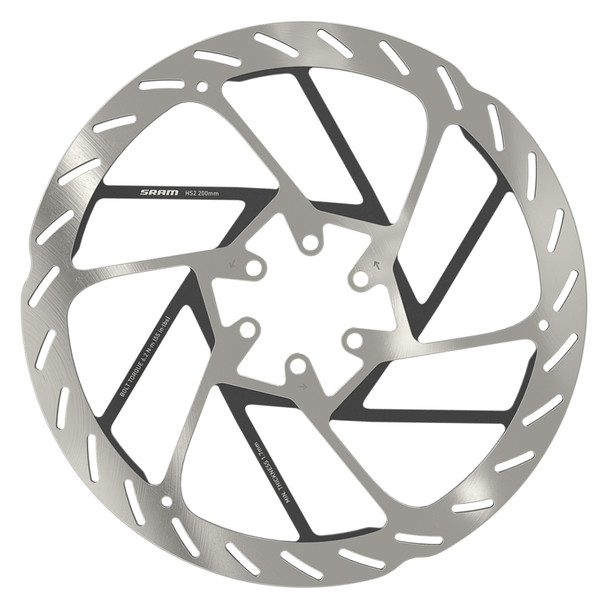 Sram Brake Part Disc Rotor 200 Hs2 6B Rounded With Steel Bolts Silver/Black