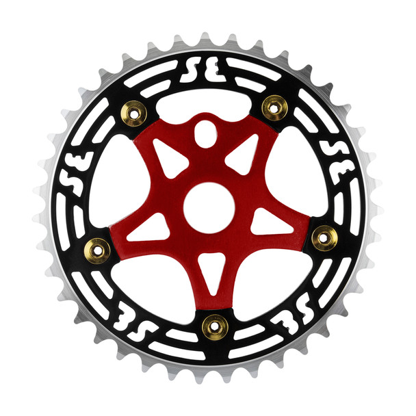 Se Bikes Chainring 1Pc 39-Tooth 1/8 Alloy With Spider Black/Red Cp