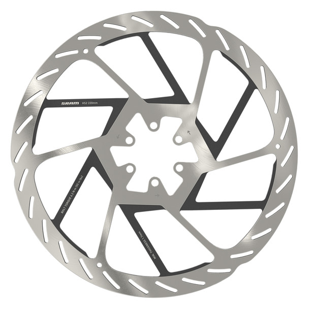 Sram Brake Part Disc Rotor 220 Hs2 6B Rounded With Steel Bolts Silver/Black