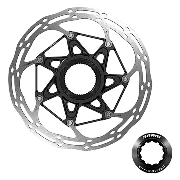 Sram Brake Part Disc Rotor 180 C-Line Center Lock 2-Piece Rounded With Lock Ring Silver/Black
