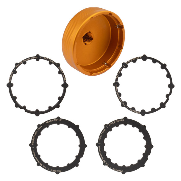 Pedros Tool Bottom Bracket Pro Socket Cup Set 5Pc With Socket Cup/Insert Shi-16X44/Bsa30/For Dub-12X46/T47-16X52/12X52