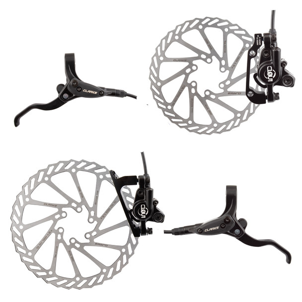 Clarks Brake Disc Clout-1 Hydraulic Front-180/Rear-160 With Lvrs Black