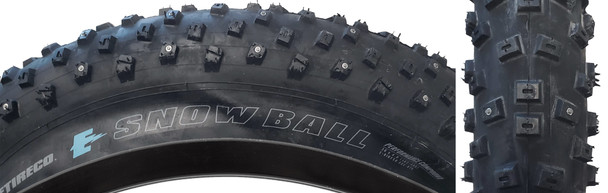Vee Tire & Rubber Snowball 20X4.0 Black/Black Wire/26 Enduro/Over Ride/Stud-120 E50 Max36Psi