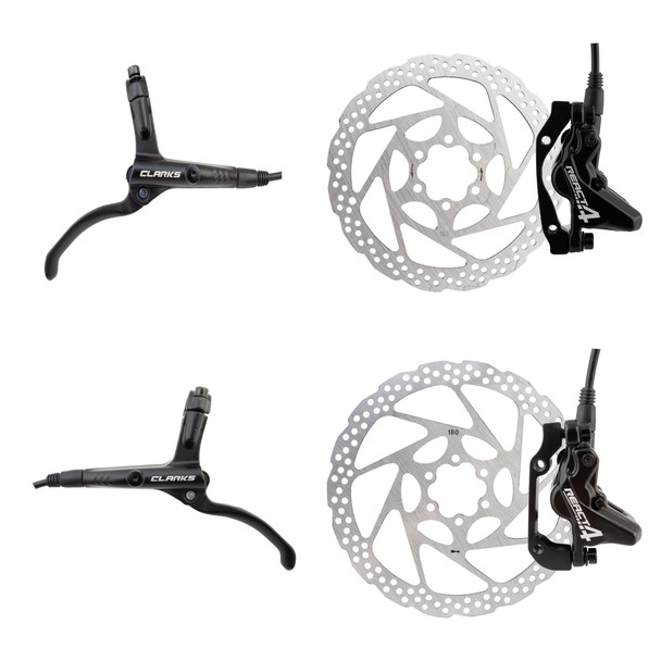 Clarks Brake Disc React-4 Hydraulic Front-180/Rear-160 With Lvrs International Standard Black