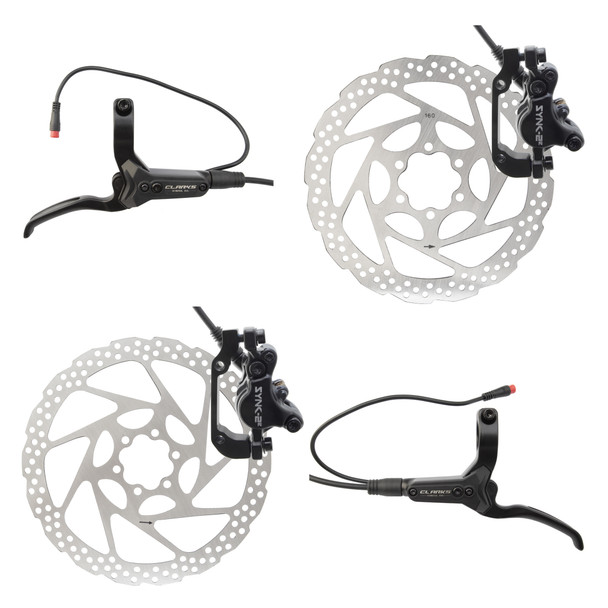 Clarks Brake Disc Sync-2E Hydraulic Front-180/Rear-160 With Lvrs Black