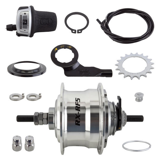 Sturmey Archer Hub Rear 5-Speed Rxrf5 32 Silver With Trim Kit/Twist-Shifter Tsc50/Cable 1700Mm 18-Tooth 135/185Mm Rotary