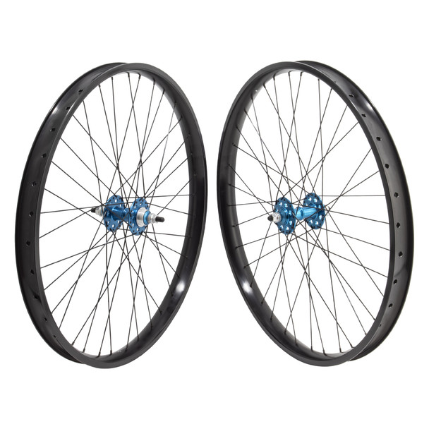 Se Bikes Wheel Pair 26X1.75 559X35 Om Flyer(21) Black Nmsw 36 1-Speed Ff Seal 3/8 Blue 110Mm Stainless Steel2.0Bk