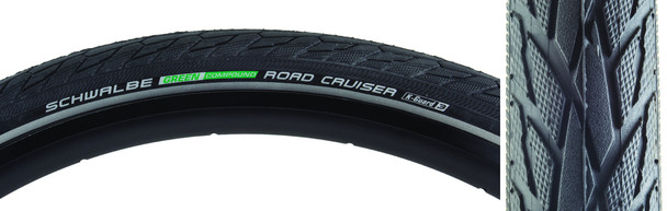 Schwalbe Tire Road Cruiser 700X40 Active Twin K-Guard Black/Bsk/Ref Gn-Compound Wire