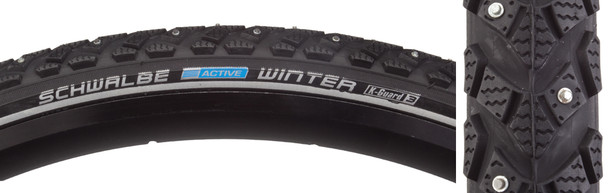 Schwalbe Tire Winter 700X30 Active Twin K-Guard Black/Bsk/Ref 118-Stud-Snow Wire