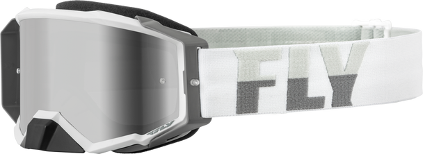 Fly Racing Zone Pro Goggle White/Grey W/ Silver Mirror/Smoke Lens 37-51896