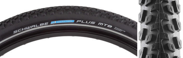Schwalbe Tire Marathon Plus Mountain Bike 27.5X2.10 Perf Twin Sm-Guard Black/Black/Ref Dual E50 Wire