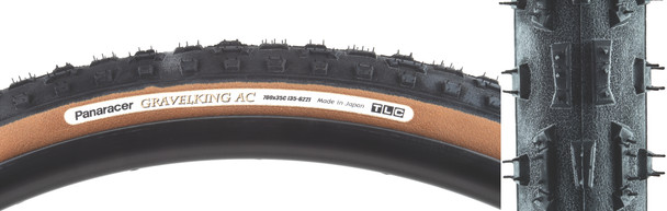 Panaracer Tire Gravelking Ac Knobby 700X35 Fold Tubeless Black/Tan