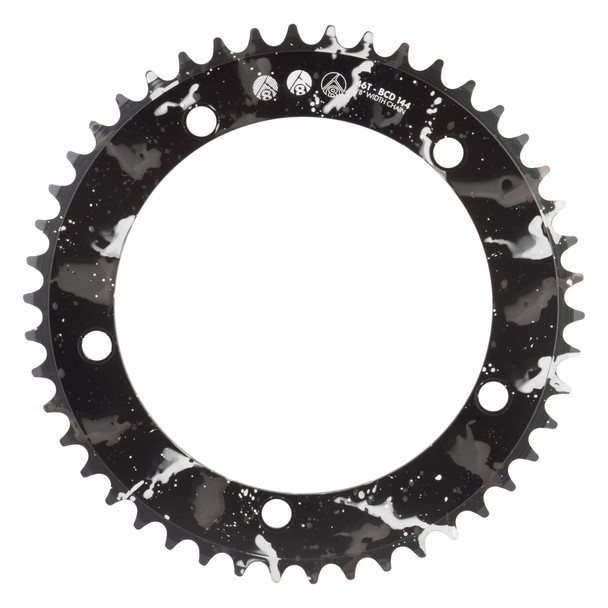 Origin8 Chainring Splat Trk 144Mm 46-Tooth Alloy 1/8 Black-Ano With Silver/White
