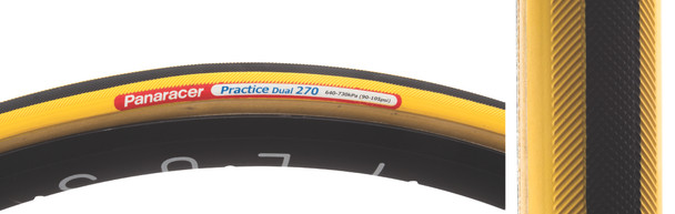 Panaracer Tire Tubular Practice-Dual 700X22.5Bk/Yellow/Ysk 42Mm Removable Valve Fold