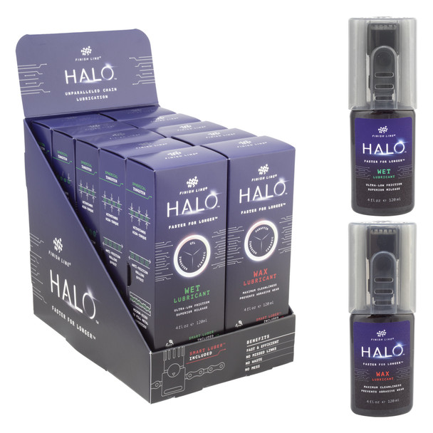 Finish Line Lube Halo Wax+Wet 4Oz 5Ea-Bottle Display With Smart Luber