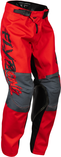 Fly Racing Youth Kinetic Khaos Pants Black/Red/Grey Sz 24 376-43024