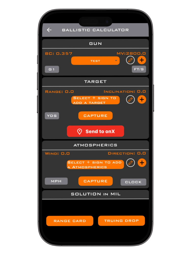 Horus Ballistics App ballistic calculator screen