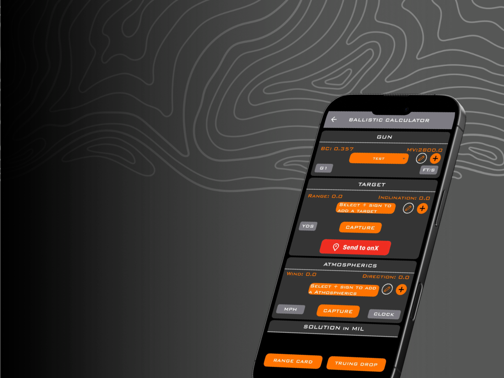 Horus ballistic app feature screen