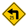 W1-1a Turn Left or Right with Advisory Speed