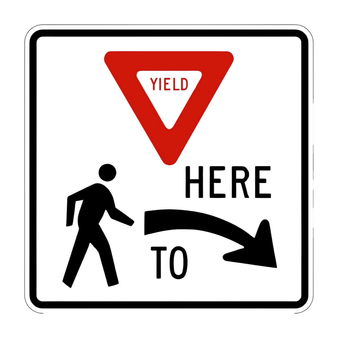 R1-5R Yield Here to Pedestrians Right Symbol