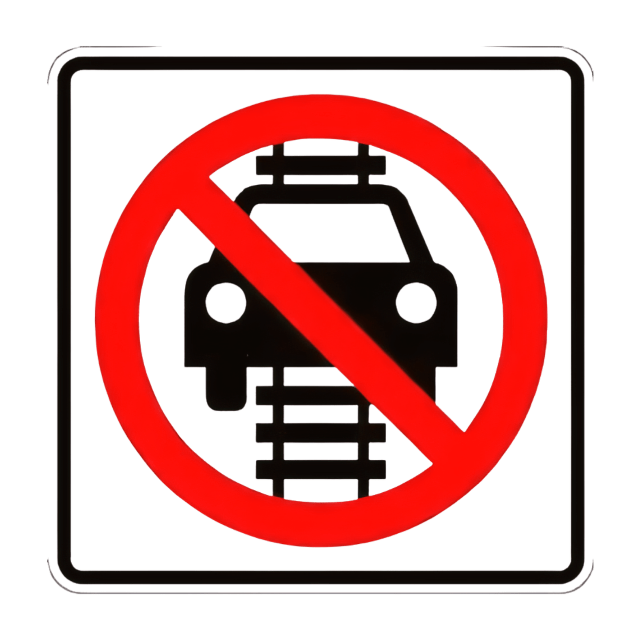 R15-6 No Vehicles On Tracks