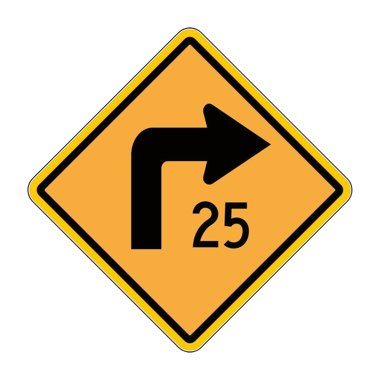 W1-1a Turn Left or Right with Advisory Speed
