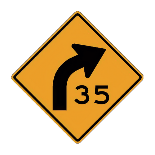 W1-2a Curve Left or Right with Advisory Speed