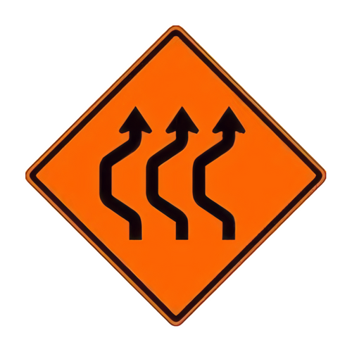 W24-1b Double Reverse Curve (3 Lane)