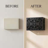 before after black doorbell cover transformation decorative doorbell chime cover modern home decor upgrade hide doorbell box