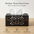 Premium black tissue box cover with intricate laser cut pattern, modern decorative wooden tissue holder for home and office use