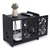 Black router storage box with decorative panel hiding WiFi router and cables, modern cable management box for organized home setup