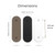 Doorbell cover plate dimensions showing width and height with black, brown and white color options